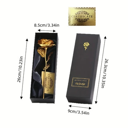 Foil Rose Flower with Gift Box & Card Eternal Rose Gifts for Valentine's Day Thanksgiving Mother's Day Party Favors Decors