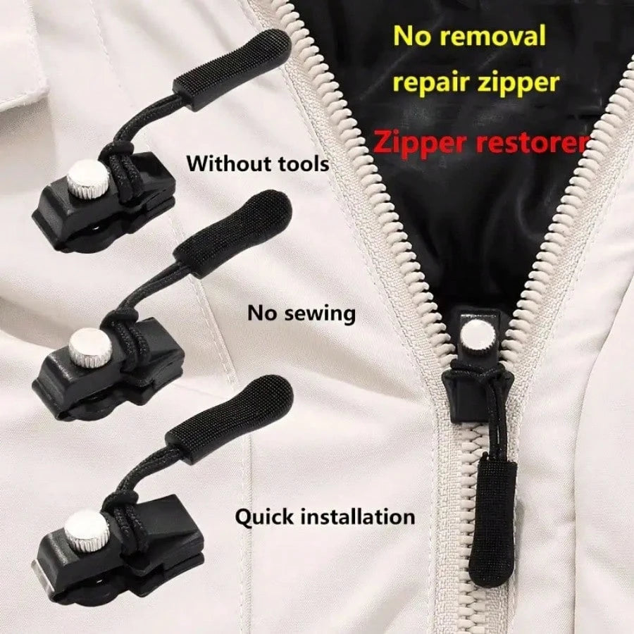 3-12Pcs Universal Zipper Repair Kit Quick Instant Detachable Zipper Head Replacement Zipper Slider Pull Jacket Bags Coat DIY Sew