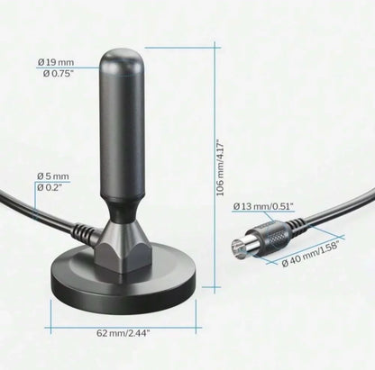 HD digital TV antenna indoor outdoor, magnetic base and 360° reception support smart 4K 1080P and HDTV free local channels