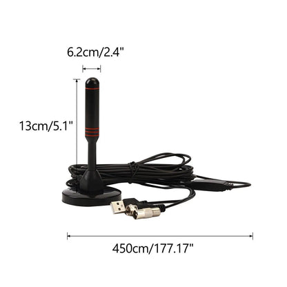 HDTV Antenna Amplified Portable 360 Degree Reception Frequency Reception Car USB with Base Accessories for Dvb-t Isdb Atsc