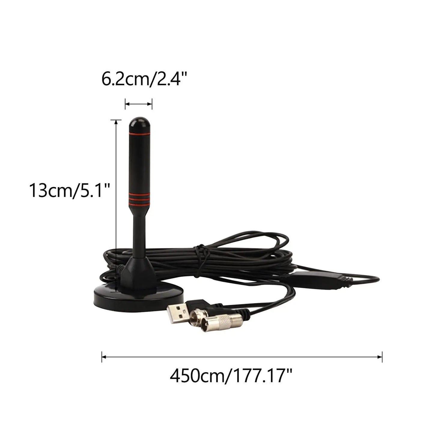 HDTV Antenna Amplified Portable 360 Degree Reception Frequency Reception Car USB with Base Accessories for Dvb-t Isdb Atsc