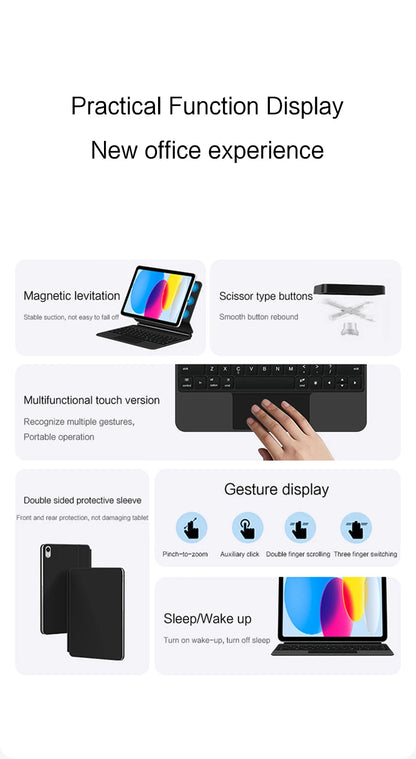 Keyboard Case For iPad A16 11 inch 2025 11th 10th generation Magic Smart Cover Folio Magnetic A3354 A3355 Multi-touch Backlight
