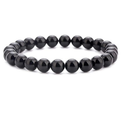 Nature Onyx Bracelet With Stone for Men Natural-Stone Shiny Black Obisidian Handmade-Bracelet Yoga Meditation Jewelry