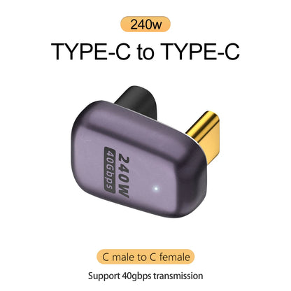 5A Type-C OTG Adapter 240W Fast Charging Data Converter USB4.0 40Gbps Support 8K 60Hz USB C 90/180 Degree Elbow Adapter