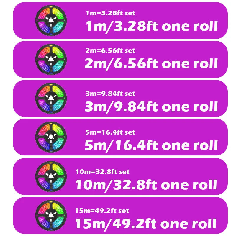 12LEDs/M Led Strip Lights RGB Led Strip Flexible Ribbon with 3Key Control Luces Led Tape Lights for Room Decor TV Backlights