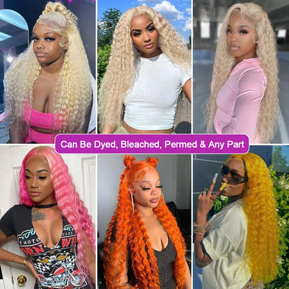 613 Loose Deep Wave Frontal Wig 13x6 HD Water Wave Lace Front Wig 30 40 Inch Honey Blonde 13x4 Lace Front Curly Human Hair Wigs