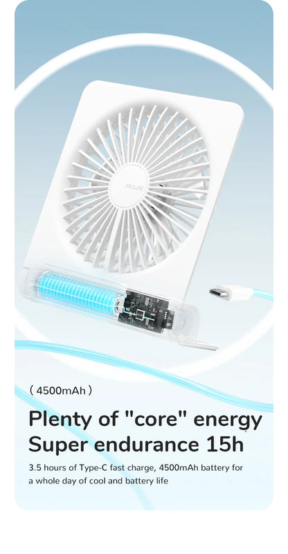 JISULIFE Mini Portable Fan Desktop Fan USB Charging Quiet Foldable Hanging Standing Cooling Fan for Travel Office Home