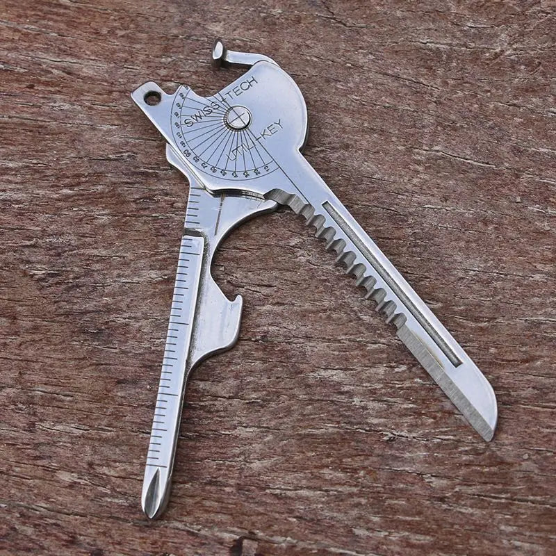 8-in-1 Multi-Tool Keychain for Camping & Survival | Folding Screwdriver, Bottle Opener | Compact Outdoor Utility Pliers with Key