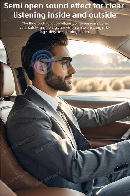 2025 Photosensitive Color Change Smart Glasses Bluetooth Voice Calls Control Music UV Polarized Sunglasses Headphone Glasses Man