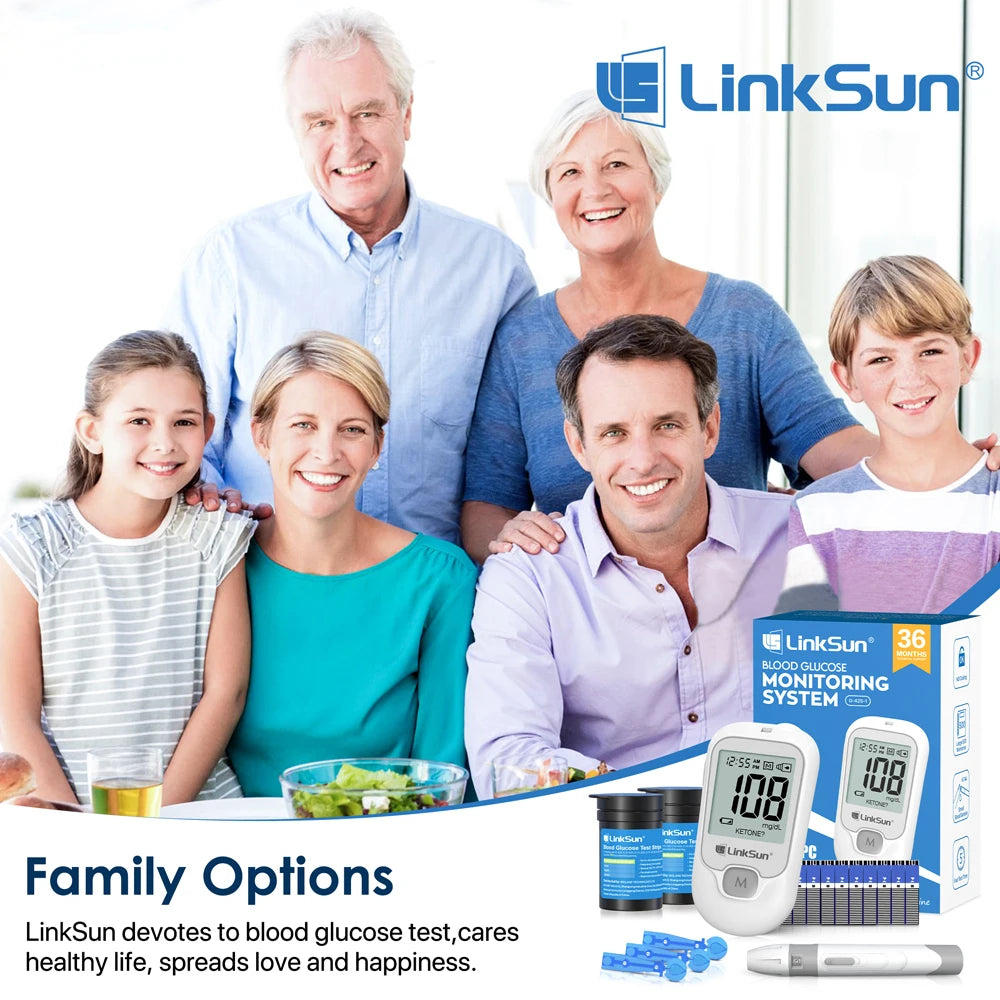 G-425-1 LinkSun Blood Glucose Meter Kit 50/100pcs Test Strips Lancets for Diabetes Monitor Digital Glucometer Blood Sugar Meter