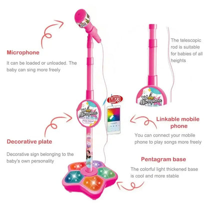 Kids Toys Karaoke Microphone with Stand Singing Song musical instruments Toys with Light Educational development games Children
