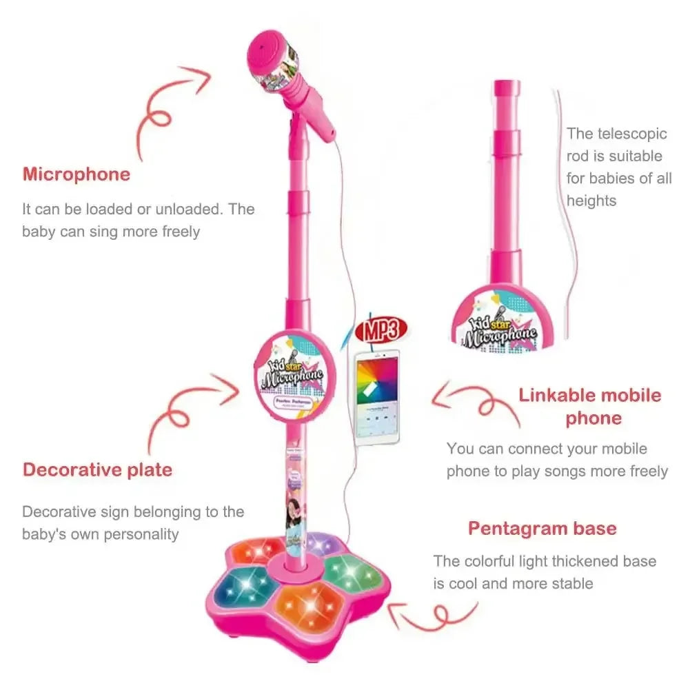 Kids Toys Karaoke Microphone with Stand Singing Song musical instruments Toys with Light Educational development games Children