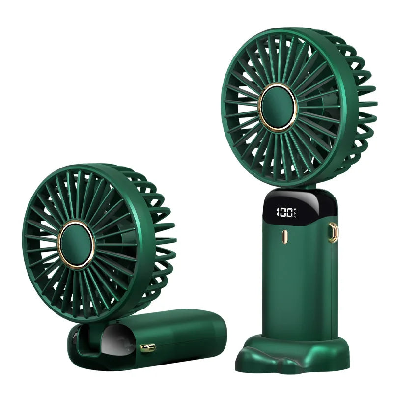 3-in-1 10000mAh Foldable USB Fan with Phone Holder - Portable Handheld & Desk Cooler w/ 360° Cooling