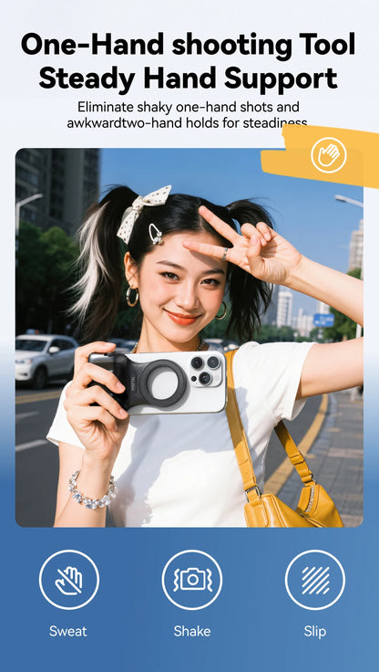 TELESIN Magnetic Phone Camera Shoot Hand Grip Phone Holder Shooting Aid Remote Control Handle for Smart Phone iPhone Android
