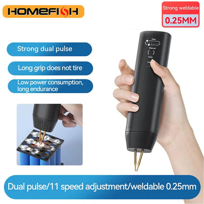 HOMEFISH Portable Spot Welder DIY Handheld Spot Welding Machine 11 Gears Adjustable Energy Storage Spot Welding