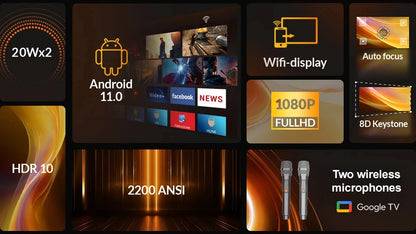 BYINTEK R90 Max 4K Projector Full HD 1080P 2200 Anis Lumens Android 11.0 WiFi 6 Auto Focus Video Home Movie Theater Projectors