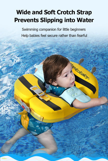 Mambobaby Float with Crotch Strap UPF50+ Canopy Air-Free Non-Inflatable Baby Swimming Ring Toddler Pool Float Infant Water Ring