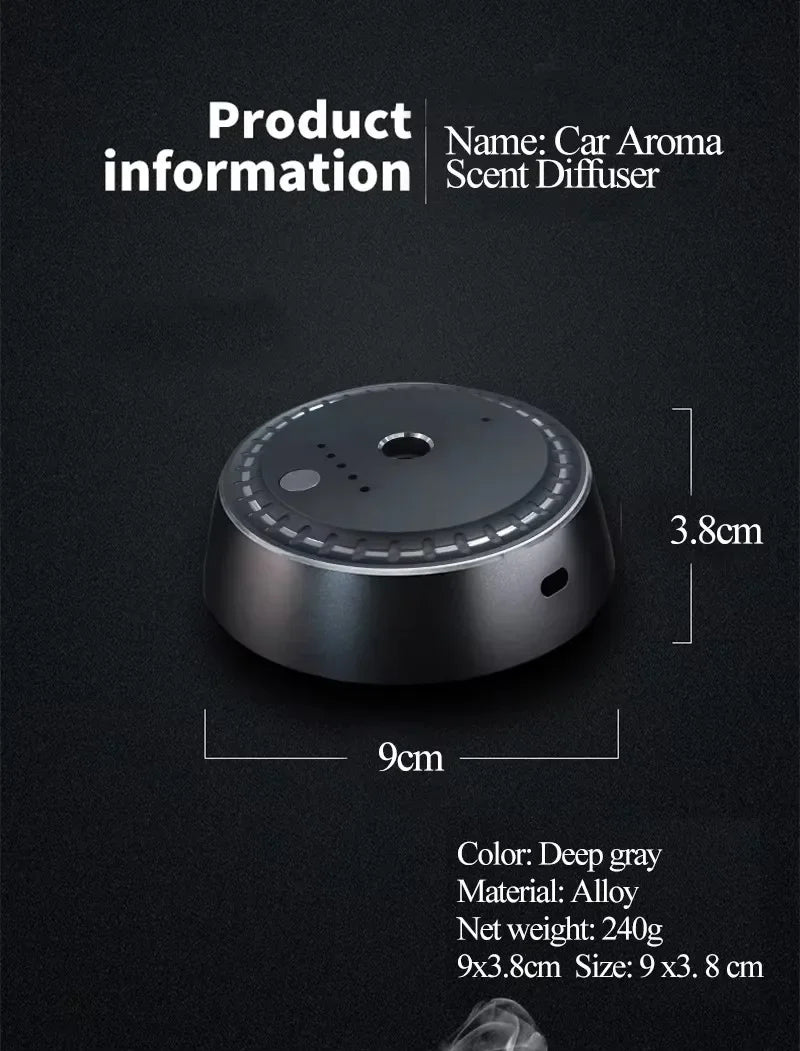 Car Diffuser Portable USB Rechargeable Scent Diffuser Ultrasonic Fragrance Oil Aroma Diffuser Car Air Freshener