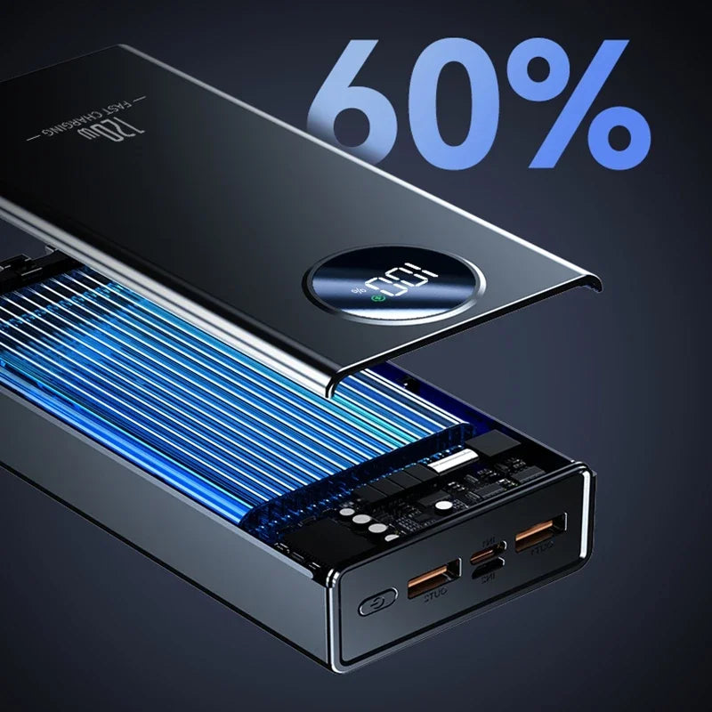 500000mAh Large Capacity Power Bank 120W Super Fast Charging With Portable Digital Display Supply For Various Phones