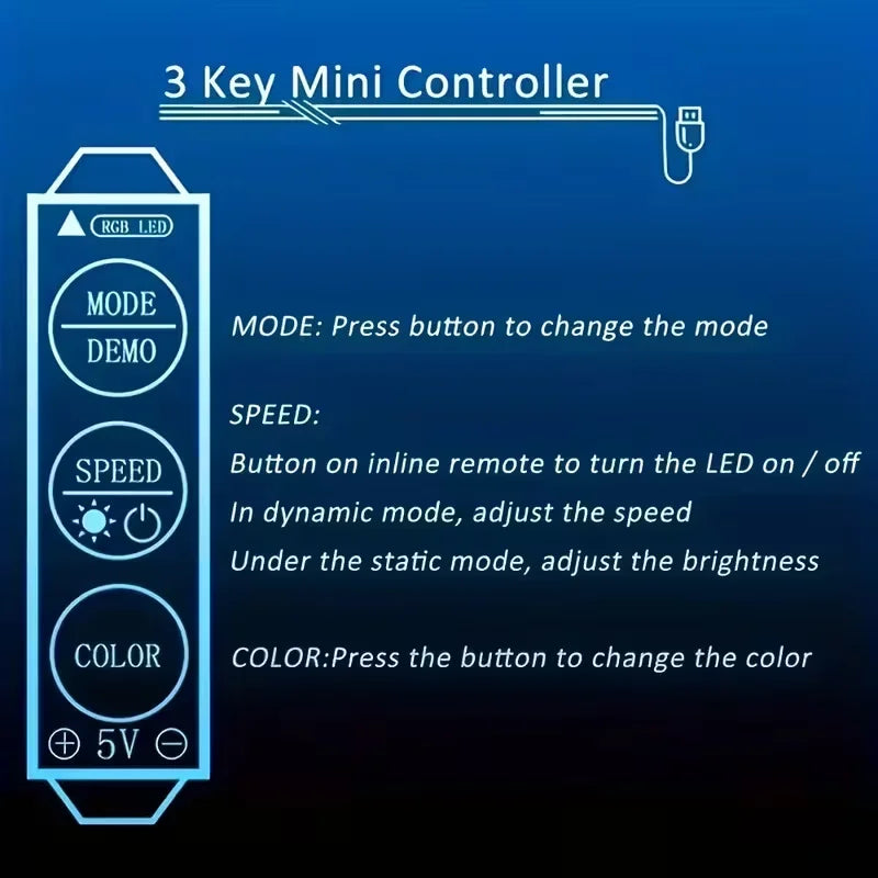 LED Strip Light, RGB for Various Scenes with Double-Sided Adhesive Tape Easy Installation - Ambient Bedroom Computer Desk Lights