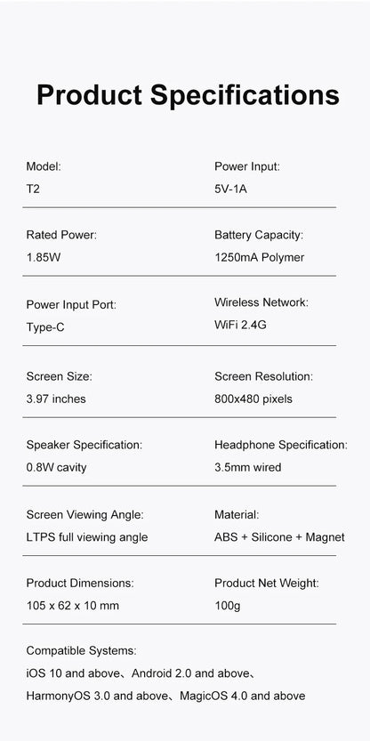 Magnetic Phone Monitor - Real-Time Selfie/Rear Cam - 4K Streaming Assistant - Wide Angle - Fits Most Phones