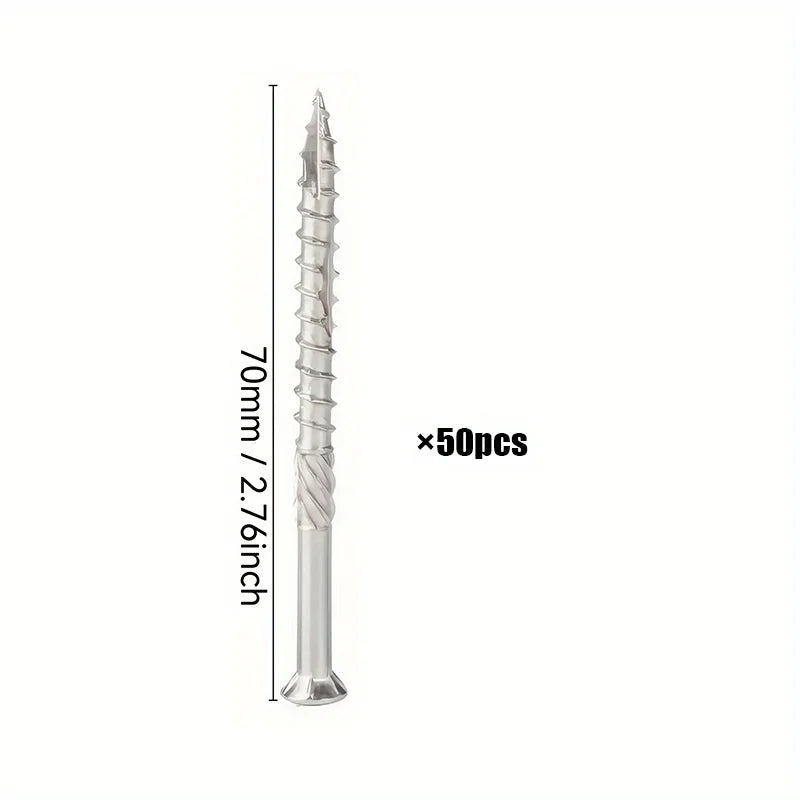50 pieces of stainless steel self-tapping deck wood screws for decking, fence assembly, outdoor wood installation