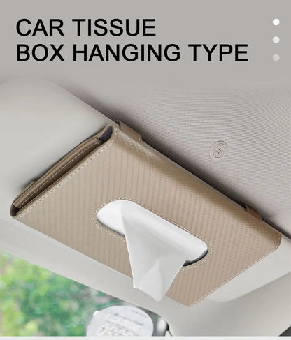 SEAMETAL Car Sunshade Plate Tissue Box Universal Auto Interior Paper Towel Storage Bag Carbon Fiber Sun Visor Tissue Boxes