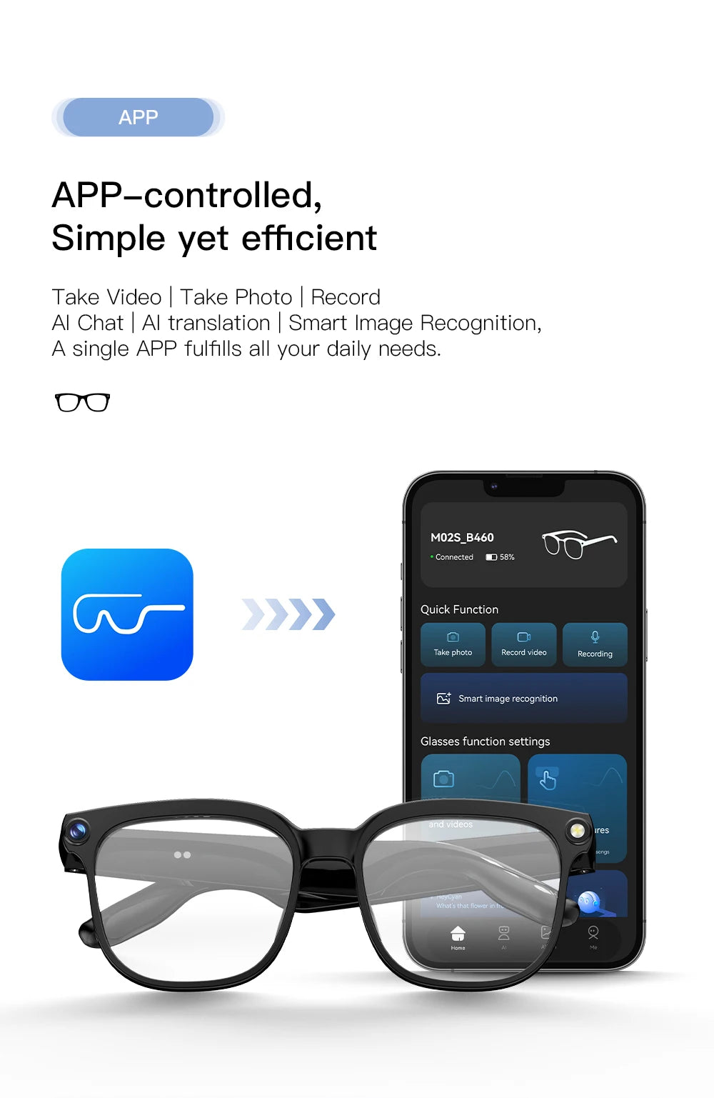 PEJE 2026New 800W Pixel Camera Smart Glasses Men Video Recording AI Photo Recognition Bluetooth Call Voice Translation Sunglasse