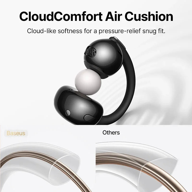 Baseus Bowie MC2 AIR Clip-on TWS Earbuds Ear Clips Wireless Earphones Bluetooth 6.0   Open earrings 4 Mic ENC Sports Headphone
