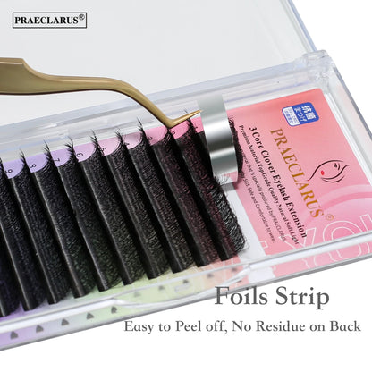 PRAECLARUS 3D Fairy Shape Lashes 12 Rows Eyelashes Premade Volume Fan Natural Soft Light Lashes Triple Tips Eyelashes