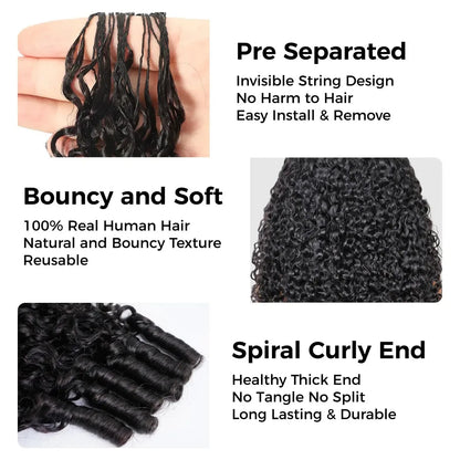 Burmese Curly Crochet Human Hair Pre Looped Deep Wave Human Hair Crochet Miracle Knots Feathered Human Crochet Hair Extensions