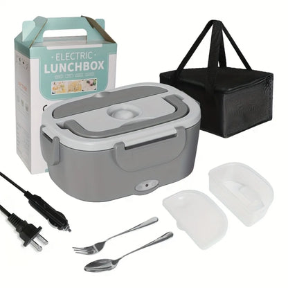 New US Standard Electric Lunch Box Double Compartment Portable Food Heater 110V-240V 12V 24V for Home Car Camping