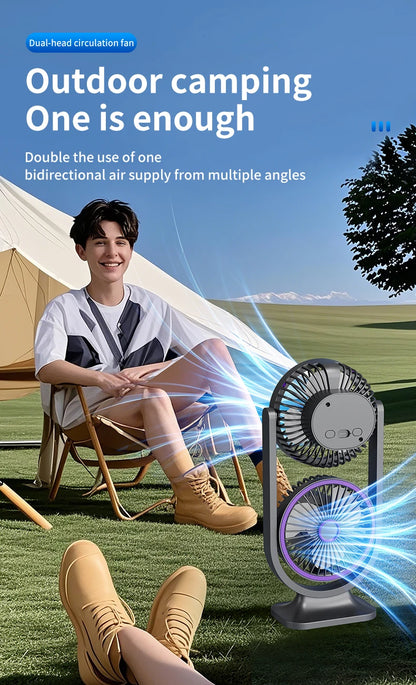 TINSOL 2026 New Dual-Head Desktop Fan, High-Power Air Circulation Fan, Office and Dormitory Double-Layer Fan