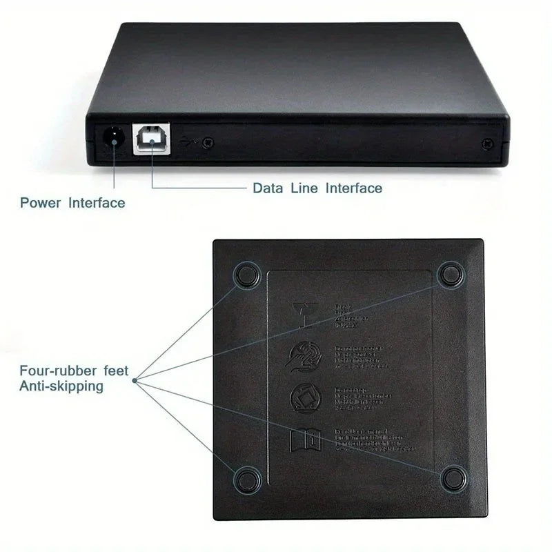 USB 3.0 Type-C External CD DVD Drive, USB 2.0 Slim Protectable External CD-RW Drive DVD-ROM  Player for Laptops Desktop PCs