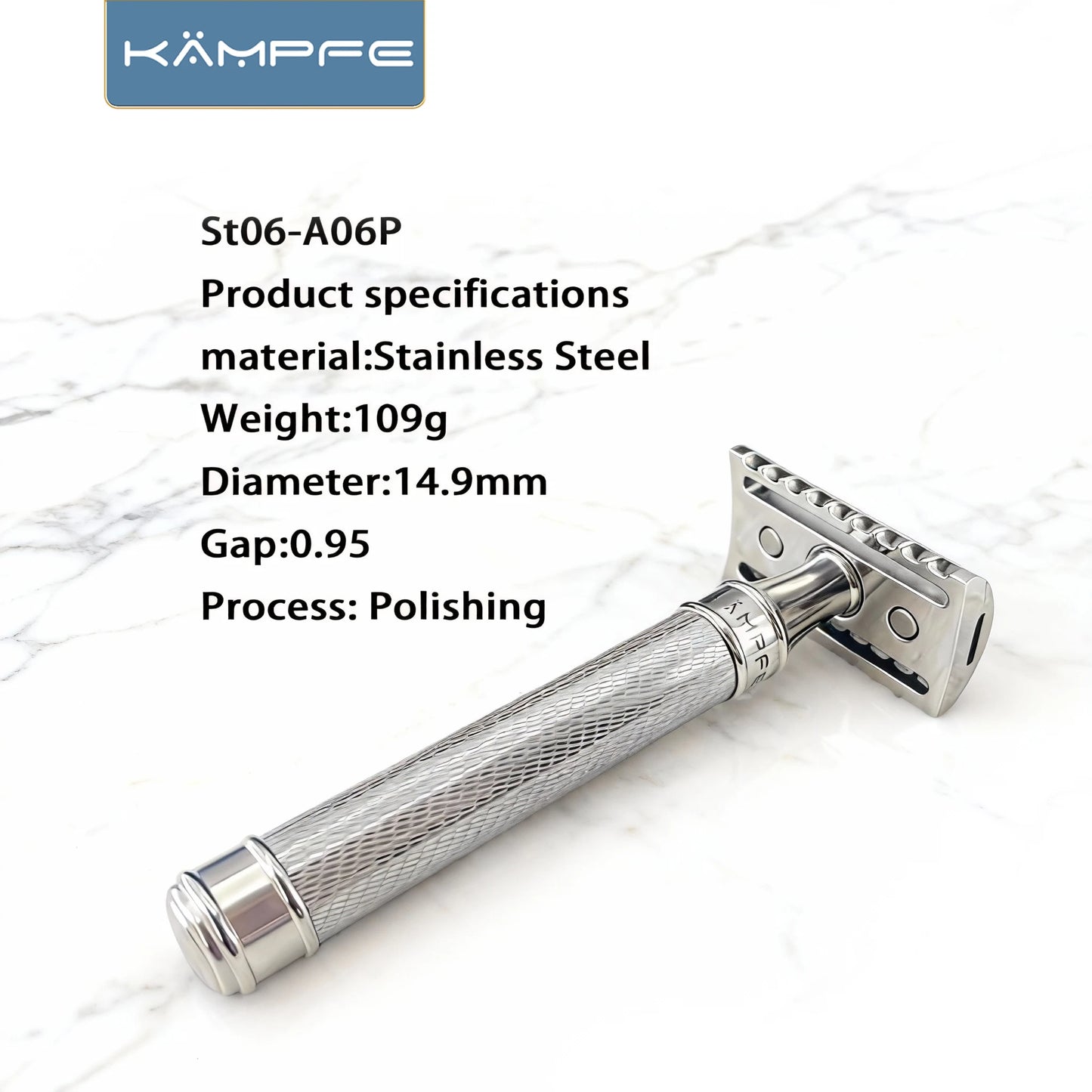 KAMPFE Men's Stainless Steel Double-Edged Safety Razor Traditional Manual Shaving Tool Gift with CNC Machining