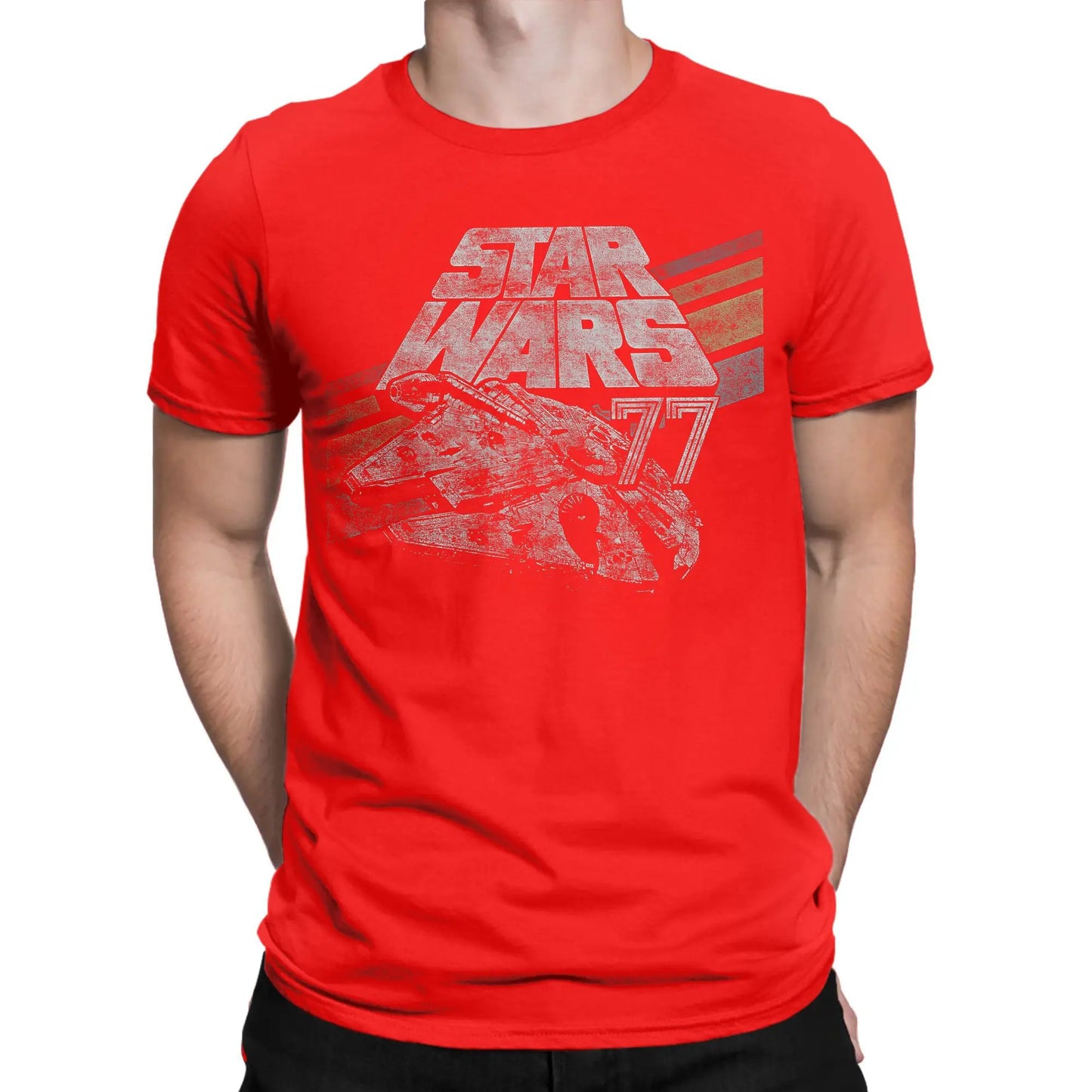 Stars  T-Shirts Men Millennium Falcon 77 Fashion Pure Cotton Tee Shirt Crewneck Short Sleeve T Shirt Printing Tops