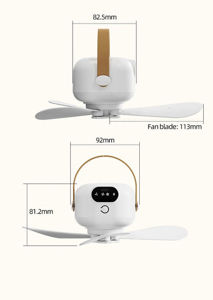 Ceiling Fan Portable Camping Tent Ceiling Canopy Fan 8000mah Rechargeable Wireless Fan Air Circulators with Remote Control Light