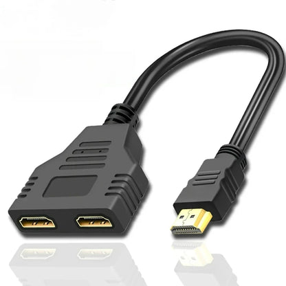 1 in 2 Splitter HD Male To 2 Female Cable 1080P HDTV Splitter Adapter Male To 2 Female Head Adapter HDTV Conversion Cable 30CM