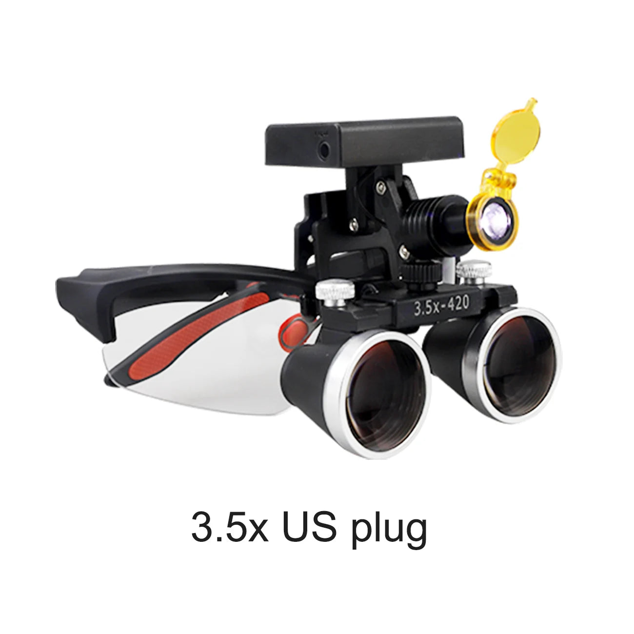 2.5X/3.5X 420mm Dental Loupe Magnifier Binocular Magnifier Surgery Surgical Operation Loupe with Spotlight Head Light 5W LED