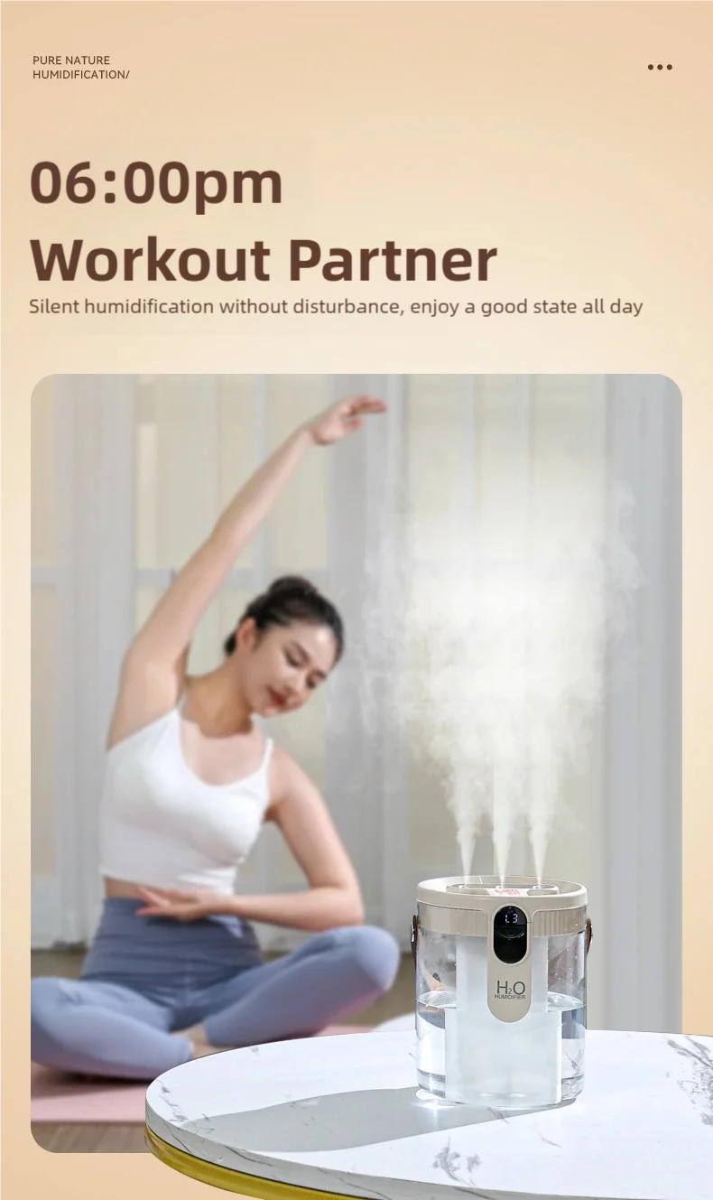 TINSOL 1.5L Air Humidifier USB-Charging Aromatherapy Diffuser 3-Port Spray Air Purifier Home Bedroom Aromatherapy Lamp