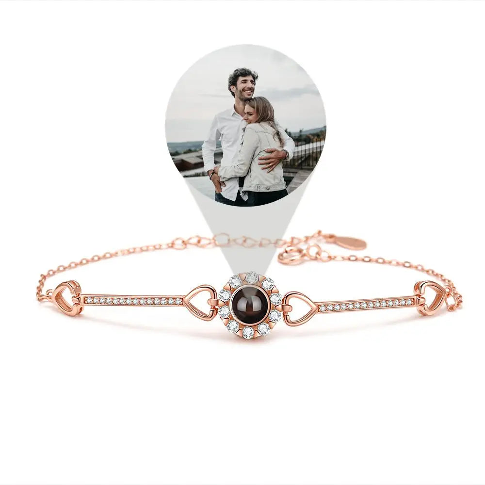 Custom Photos Bracelets 925 Sterling Silver Personalized Projection Photo Bracelet for Women Wife Mom Jewelry Mother's Day Gift
