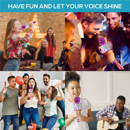 Karaoke Microphone, Portable Wireless Bluetooth Karaoke Mic for Adults&Kids Outdoor Party, Karaoke Machine for All Smartphone