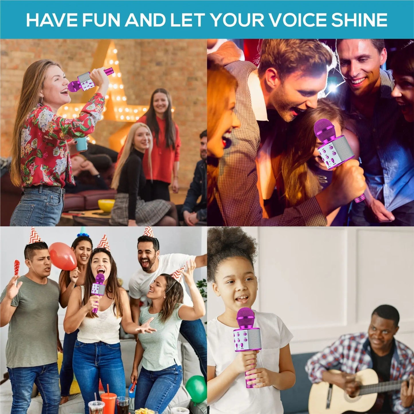 Karaoke Microphone, Portable Wireless Bluetooth Karaoke Mic for Adults&Kids Outdoor Party, Karaoke Machine for All Smartphone
