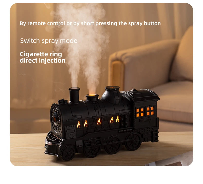Retro Mini Train Shape Aromatherapy Essential Oil Diffuser Ultrasonic Cool Mist Air Humidifier with Lamp Aroma Difusor Atomizer