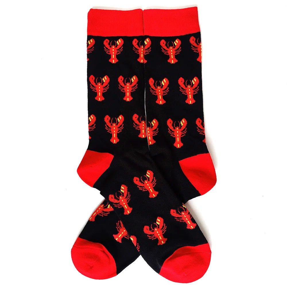 58 Style Cartoon Men Socks Fish bird parrot shark Theme Cotton Novelty Funny Hip Hop Trend Street Long Socks