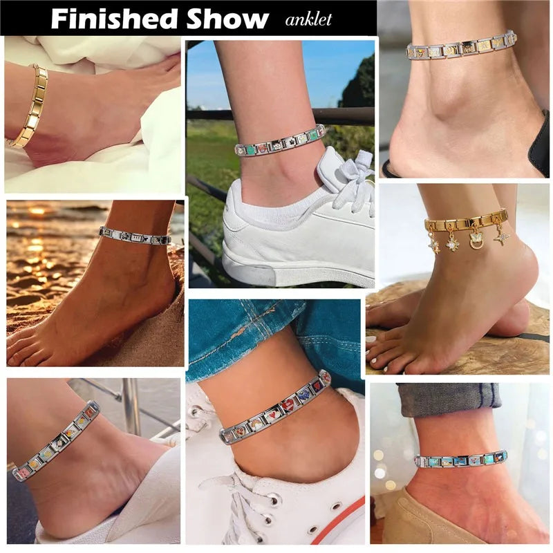 Wholesale Fashion Personalized DIY Red Color Italian Charm Bracelet Watermelon Tomato Bead 9mm Bracelet Stainless Steel Jewelrys