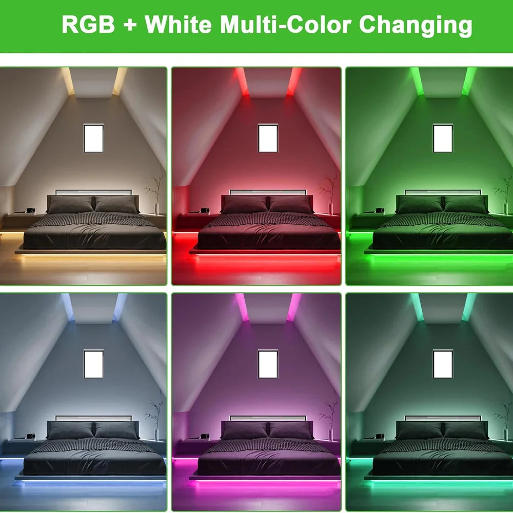 5M 10M 20M COB RGBW RGBWW LED Strip 24V Flexible Color Changing Dimmable Room Liner Light Home Decor 2.4G RF Remote Control Kit