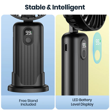 TOPK 5000mah Mini Portable Fan, USB Desk Electric Fan, Small Personal hand Fan with USB Rechargeable Cooling Neck Fans for Room