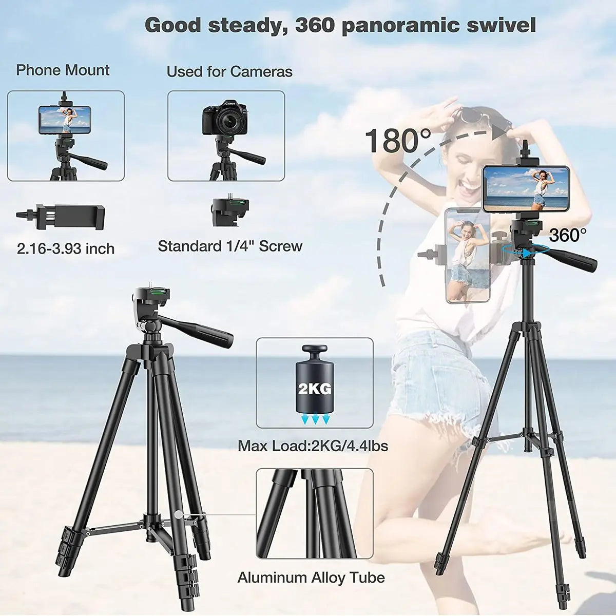 DSLR Tripod Cellphone Tripods For Phone Tripod For Mobile Tripie For Cell Phone Portable Stand Holder Selfie Picture with Gift