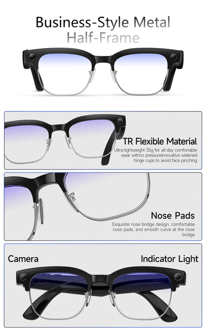 2026New 800W Pixel Camera Smart Glasses Men Video Recording AI Photo Recognition Bluetooth Call Voice Translation Sunglasses Man